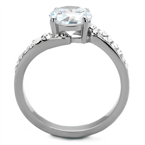 TK2040 - Stainless Steel Ring High polished (no plating) Women AAA Grade CZ Clear