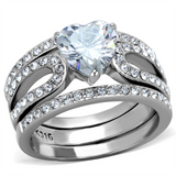TK2041 - Stainless Steel Ring High polished (no plating) Women AAA Grade CZ Clear