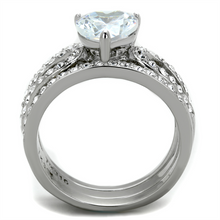 TK2041 - Stainless Steel Ring High polished (no plating) Women AAA Grade CZ Clear