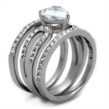 TK2041 - Stainless Steel Ring High polished (no plating) Women AAA Grade CZ Clear