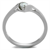 TK2042 - Stainless Steel Ring High polished (no plating) Women AAA Grade CZ Clear