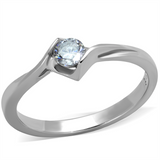 TK2042 - Stainless Steel Ring High polished (no plating) Women AAA Grade CZ Clear