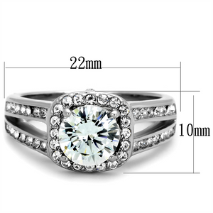 TK2043 - Stainless Steel Ring High polished (no plating) Women AAA Grade CZ Clear