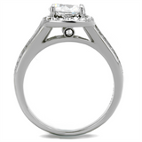 TK2043 - Stainless Steel Ring High polished (no plating) Women AAA Grade CZ Clear