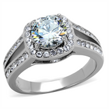 TK2043 - Stainless Steel Ring High polished (no plating) Women AAA Grade CZ Clear