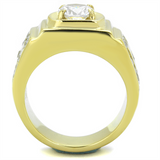 TK2045 - Stainless Steel Ring IP Gold(Ion Plating) Men AAA Grade CZ Clear
