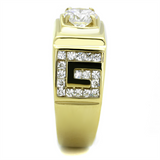 TK2045 - Stainless Steel Ring IP Gold(Ion Plating) Men AAA Grade CZ Clear