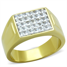 TK2048 - Stainless Steel Ring IP Gold(Ion Plating) Men AAA Grade CZ Clear