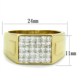 TK2048 - Stainless Steel Ring IP Gold(Ion Plating) Men AAA Grade CZ Clear