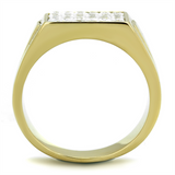 TK2048 - Stainless Steel Ring IP Gold(Ion Plating) Men AAA Grade CZ Clear