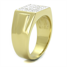 TK2048 - Stainless Steel Ring IP Gold(Ion Plating) Men AAA Grade CZ Clear