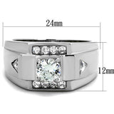 TK2052 - Stainless Steel Ring High polished (no plating) Men AAA Grade CZ Clear