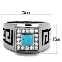 TK2053 - Stainless Steel Ring High polished (no plating) Men Synthetic Sea Blue