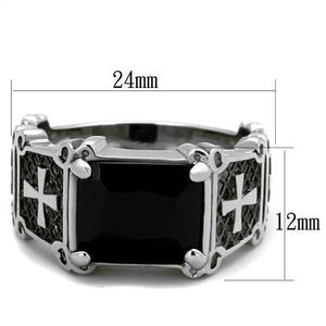 TK2055 - Stainless Steel Ring High polished (no plating) Men Synthetic Jet