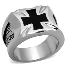 TK2064 - Stainless Steel Ring High polished (no plating) Men Epoxy Jet