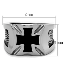 TK2064 - Stainless Steel Ring High polished (no plating) Men Epoxy Jet