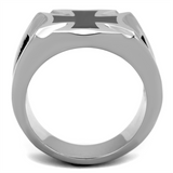 TK2064 - Stainless Steel Ring High polished (no plating) Men Epoxy Jet