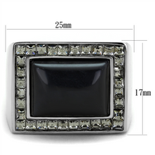 TK2065 - Stainless Steel Ring High polished (no plating) Men Synthetic Smoked Quartz