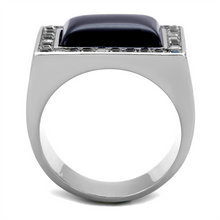 TK2065 - Stainless Steel Ring High polished (no plating) Men Synthetic Smoked Quartz