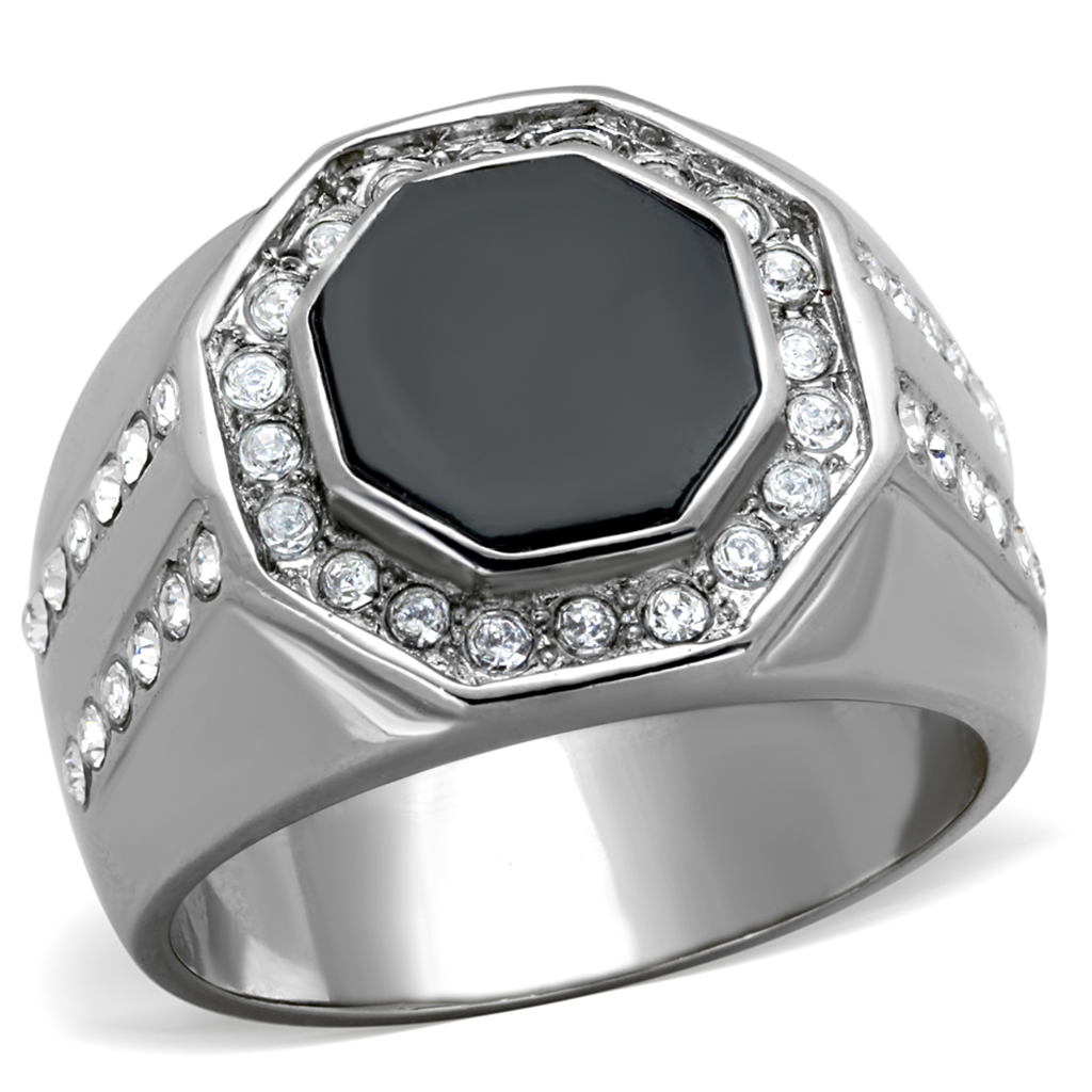 TK2066 - Stainless Steel Ring High polished (no plating) Men Top Grade Crystal Clear