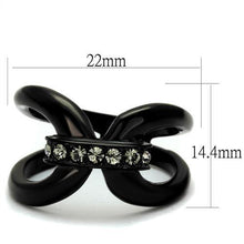 TK2098 - Stainless Steel Ring IP Black(Ion Plating) Women Top Grade Crystal Black Diamond