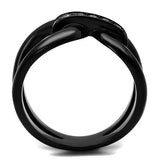 TK2098 - Stainless Steel Ring IP Black(Ion Plating) Women Top Grade Crystal Black Diamond