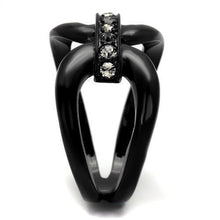 TK2098 - Stainless Steel Ring IP Black(Ion Plating) Women Top Grade Crystal Black Diamond