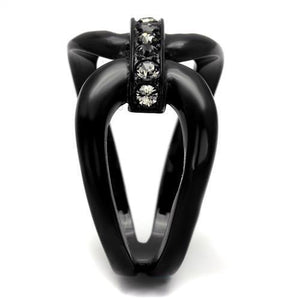 TK2098 - Stainless Steel Ring IP Black(Ion Plating) Women Top Grade Crystal Black Diamond