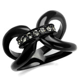 TK2098 - Stainless Steel Ring IP Black(Ion Plating) Women Top Grade Crystal Black Diamond