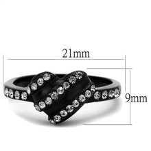 TK2100 - Stainless Steel Ring IP Black(Ion Plating) Women Top Grade Crystal Black Diamond