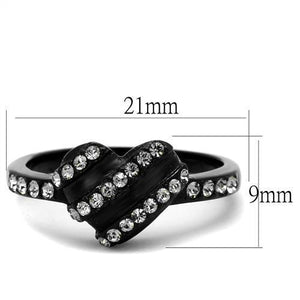 TK2100 - Stainless Steel Ring IP Black(Ion Plating) Women Top Grade Crystal Black Diamond