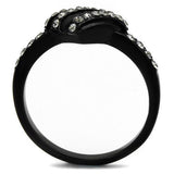 TK2100 - Stainless Steel Ring IP Black(Ion Plating) Women Top Grade Crystal Black Diamond