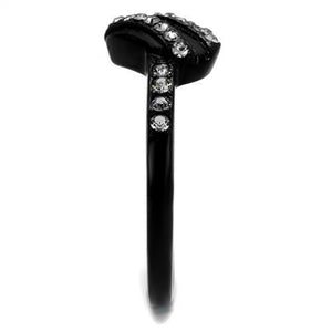 TK2100 - Stainless Steel Ring IP Black(Ion Plating) Women Top Grade Crystal Black Diamond