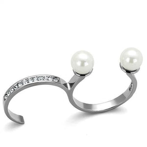 TK2110 - Stainless Steel Ring High polished (no plating) Women Synthetic White