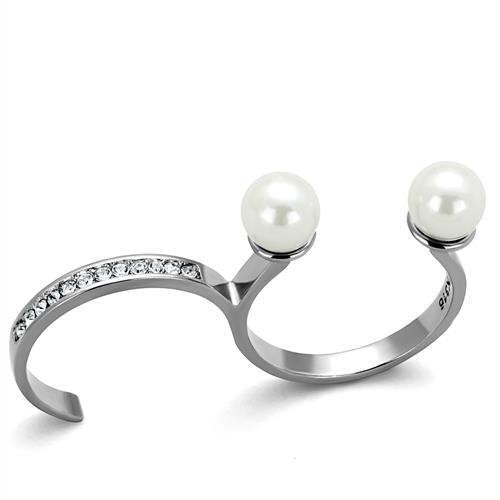 TK2110 - Stainless Steel Ring High polished (no plating) Women Synthetic White