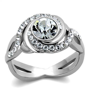 TK2111 - Stainless Steel Ring High polished (no plating) Women Top Grade Crystal Clear