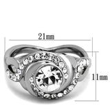TK2111 - Stainless Steel Ring High polished (no plating) Women Top Grade Crystal Clear