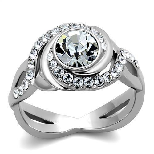 TK2111 - Stainless Steel Ring High polished (no plating) Women Top Grade Crystal Clear