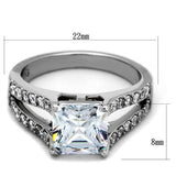 TK2112 - Stainless Steel Ring High polished (no plating) Women AAA Grade CZ Clear