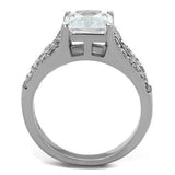 TK2112 - Stainless Steel Ring High polished (no plating) Women AAA Grade CZ Clear