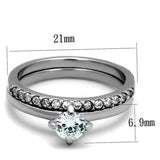 TK2115 - Stainless Steel Ring High polished (no plating) Women AAA Grade CZ Clear