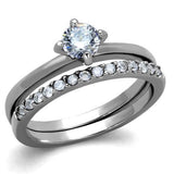 TK2115 - Stainless Steel Ring High polished (no plating) Women AAA Grade CZ Clear