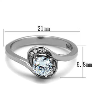 TK2116 - Stainless Steel Ring High polished (no plating) Women AAA Grade CZ Clear