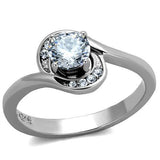 TK2116 - Stainless Steel Ring High polished (no plating) Women AAA Grade CZ Clear