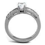 TK2117 - Stainless Steel Ring High polished (no plating) Women AAA Grade CZ Clear