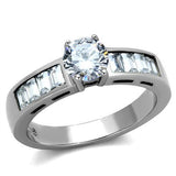 TK2117 - Stainless Steel Ring High polished (no plating) Women AAA Grade CZ Clear