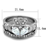 TK2119 - Stainless Steel Ring High polished (no plating) Women AAA Grade CZ Clear