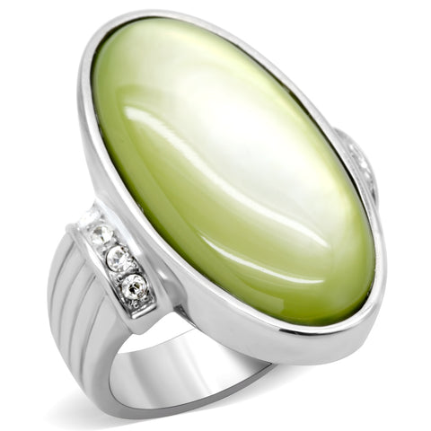 TK211 - Stainless Steel Ring High polished (no plating) Women Precious Stone Apple Green color