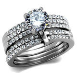 TK2120 - Stainless Steel Ring High polished (no plating) Women AAA Grade CZ Clear