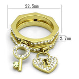TK2127 - Stainless Steel Ring IP Gold(Ion Plating) Women Top Grade Crystal Citrine Yellow